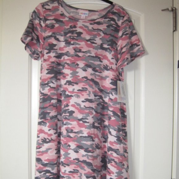 Lularoe Pink Camo Carly Dress - Picture 1 of 6